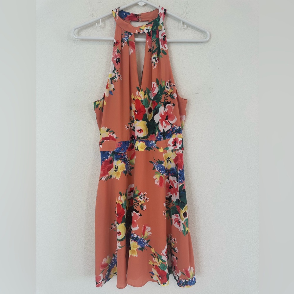 Express High Neck Swing Style Floral Lined Dress